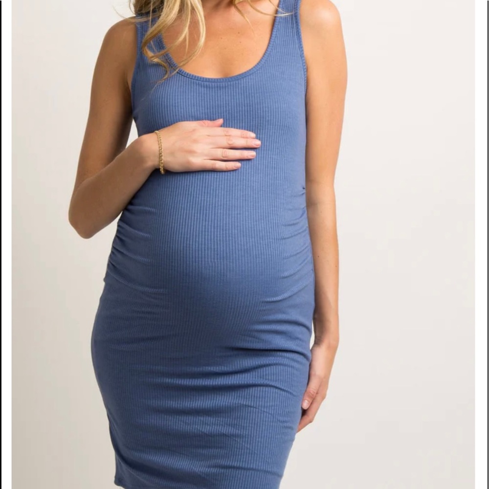 Ribbed blue maternity dress